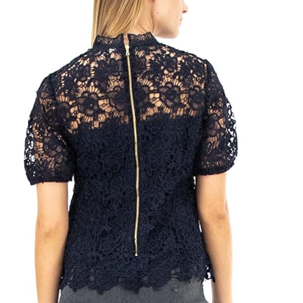 Nannette Lepore Sleeveless Mockneck Embroidered Lace w/Exposed Zipper medium - Picture 2 of 9